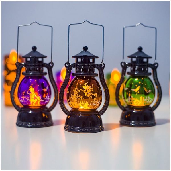 2 PCS Small Oil Lamp Halloween Retro Laser Pony Light Creative Bar Ghost Festival Atmosphere (Bat) - Image 5