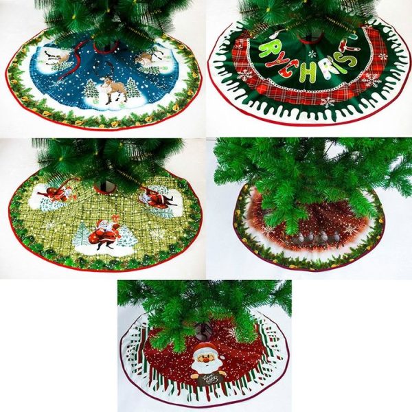 2 PCS Christmas Cloth Cartoon Christmas Tree Bottom Decoration Tree Skirt, Size: 90x90cm (Letter) - Image 3