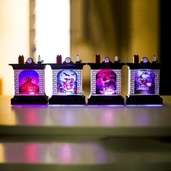 2 PCS Halloween Lantern Decoration Creative Fireplace LED Halloween Light Card Atmosphere Layout Props (Witch) - Image 4