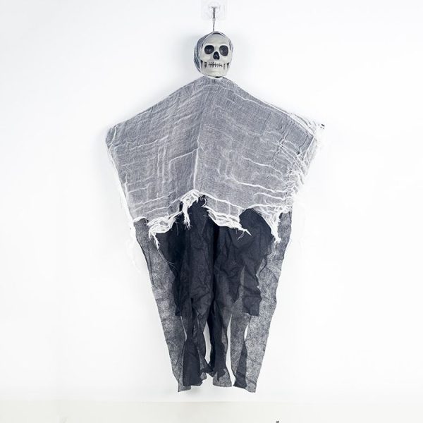 2 PCS Halloween Gauze Imitation Skull Hanging Ghost Pendant Bar Horror Atmosphere Layout Props