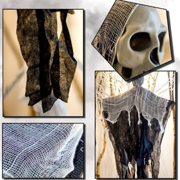 2 PCS Halloween Gauze Imitation Skull Hanging Ghost Pendant Bar Horror Atmosphere Layout Props - Image 5