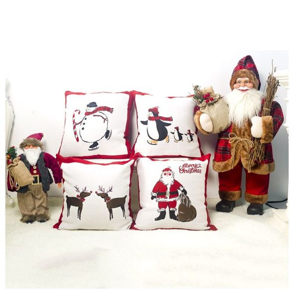 2 PCS Christmas Linen Fabric Sofa Pillowcase Without Pillow (Fawn) - Image 3