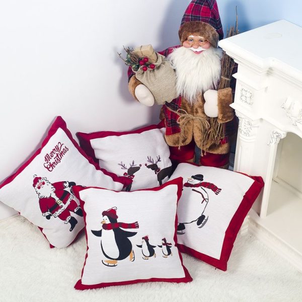 2 PCS Christmas Linen Fabric Sofa Pillowcase Without Pillow (Fawn) - Image 5