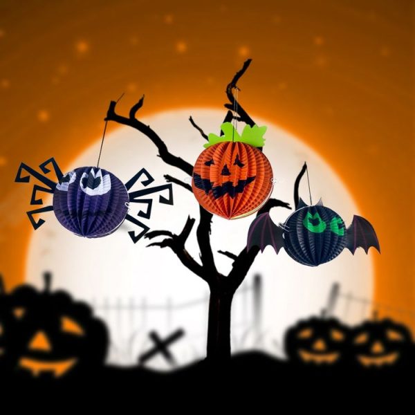 2 PCS Halloween Decoration Halloween Spider Pumpkin Decoration Pendant Bar Atmosphere Arrangement Paper Decoration (Spider) - Image 3