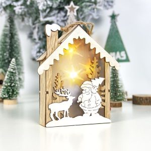 2 PCS Christmas Wooden Cabin Light Board Decoration (Christmas Tree)