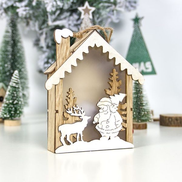 2 PCS Christmas Wooden Cabin Light Board Decoration (Christmas Tree) - Image 2