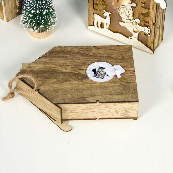 2 PCS Christmas Wooden Cabin Light Board Decoration (Christmas Tree) - Image 3