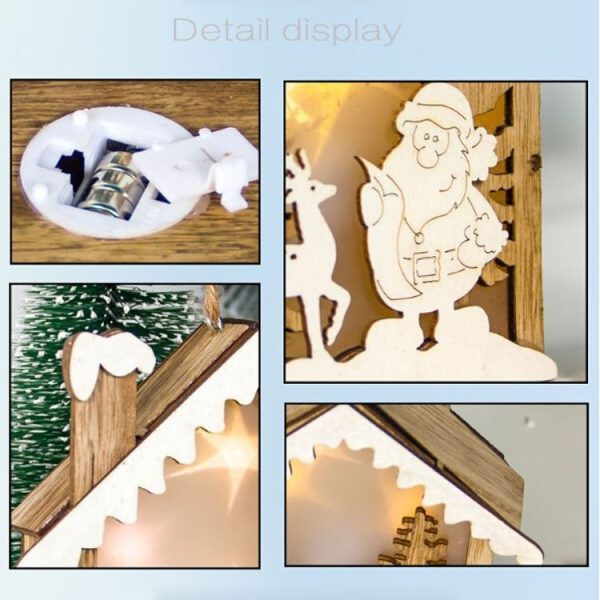 2 PCS Christmas Wooden Cabin Light Board Decoration (Christmas Tree) - Image 5