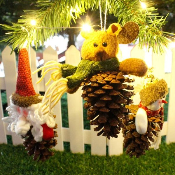 2 PCS Christmas Simulation Pine Cone Pendant Decoration (Old Man) - Image 4