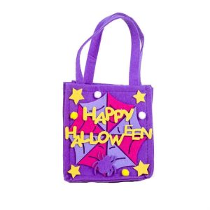 2 PCS Halloween Decorations Cloth Cartoon Candy Shopping Baskets Ghost Festival Funny Candy Gift Bags (Purple)