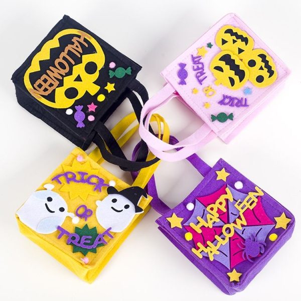 2 PCS Halloween Decorations Cloth Cartoon Candy Shopping Baskets Ghost Festival Funny Candy Gift Bags (Purple) - Image 3