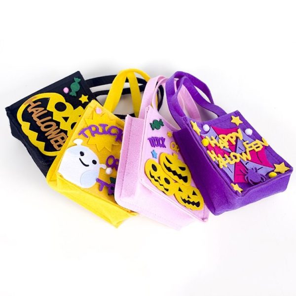 2 PCS Halloween Decorations Cloth Cartoon Candy Shopping Baskets Ghost Festival Funny Candy Gift Bags (Purple) - Image 5