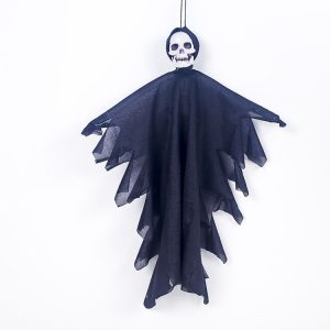 2 PCS Halloween Decoration Mini Fabric Skeleton Hanging Ghosts Bar Ghost Festival Decoration Props (Black)