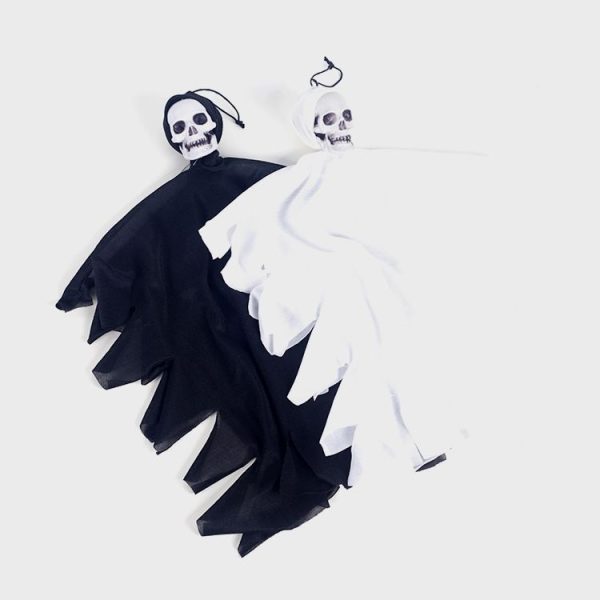 2 PCS Halloween Decoration Mini Fabric Skeleton Hanging Ghosts Bar Ghost Festival Decoration Props (Black) - Image 3