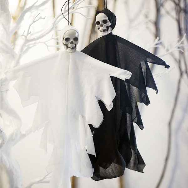 2 PCS Halloween Decoration Mini Fabric Skeleton Hanging Ghosts Bar Ghost Festival Decoration Props (Black) - Image 5