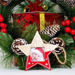 2 PCS Christmas Photo Frame Christmas Creative Photo Frame Pendant Christmas Tree Decoration Pendant, Specification: Pentagram (Grey)