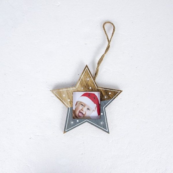 2 PCS Christmas Photo Frame Christmas Creative Photo Frame Pendant Christmas Tree Decoration Pendant, Specification: Pentagram (Grey) - Image 2