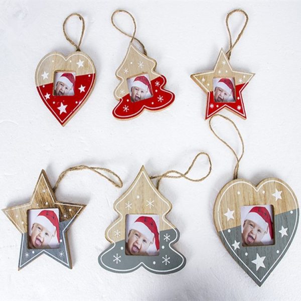 2 PCS Christmas Photo Frame Christmas Creative Photo Frame Pendant Christmas Tree Decoration Pendant, Specification: Pentagram (Grey) - Image 9