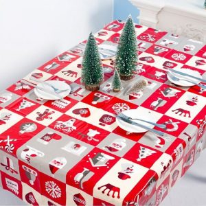 2 PCS Christmas Creative Disposable PVC Printed Tablecloth Table Decoration (Square Plaid)