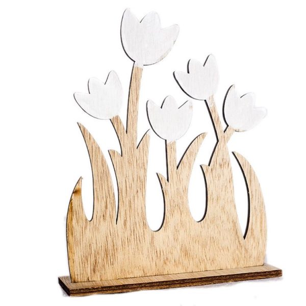 2 PCS Easter Home Creative Wooden Simple Flower Decoration Ornaments (Solid)