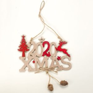 2 PCS Christmas Decorations 2020 Letter Hemp Wooden Pendant (With Letter)