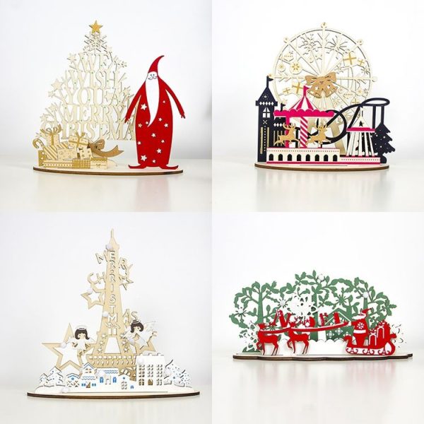 2 Packs Christmas Creative Wood Painted DIY Homemade Decorative Ornaments (Angel Tower) - Image 3