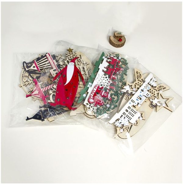 2 Packs Christmas Creative Wood Painted DIY Homemade Decorative Ornaments (Angel Tower) - Image 4