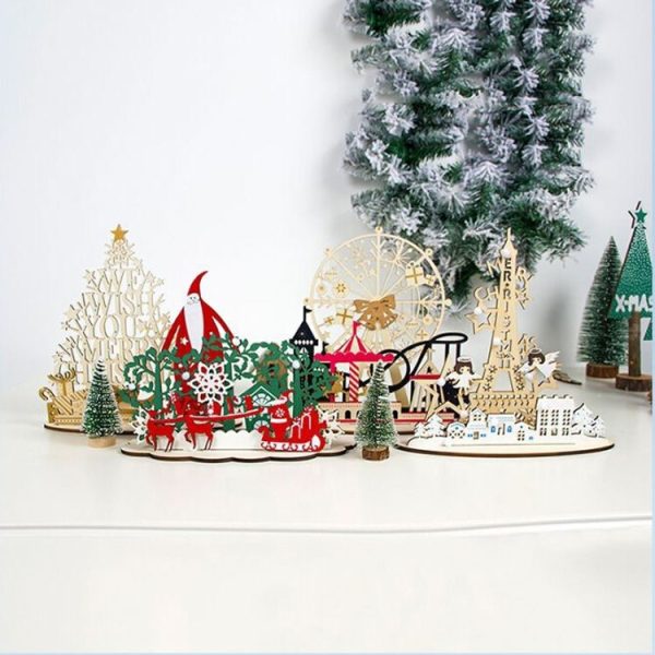 2 Packs Christmas Creative Wood Painted DIY Homemade Decorative Ornaments (Angel Tower) - Image 5