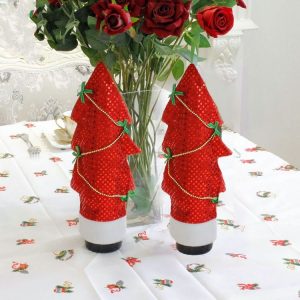 2 PCS Christmas Tree Shaped Red Wine Bottle Set Ornament (Red)