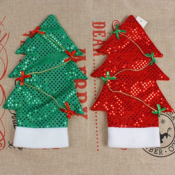 2 PCS Christmas Tree Shaped Red Wine Bottle Set Ornament (Red) - Image 7
