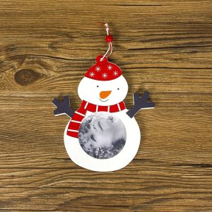 2 PCS Wooden Printed Snowman Creative Christmas Tree Photo Frame Ornaments (Snowman)
