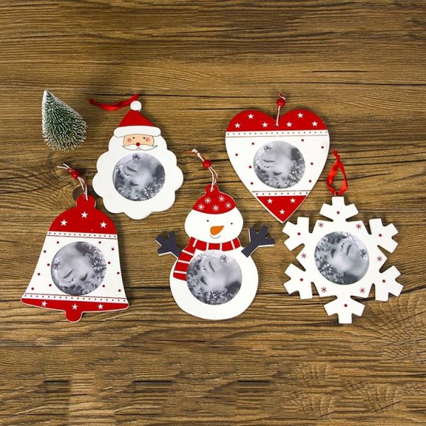 2 PCS Wooden Printed Snowman Creative Christmas Tree Photo Frame Ornaments (Snowman) - Image 3