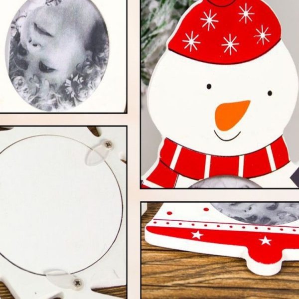2 PCS Wooden Printed Snowman Creative Christmas Tree Photo Frame Ornaments (Snowman) - Image 4