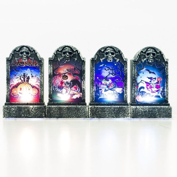 2 PCS Halloween Bar Atmosphere Retro Simulation Tombstone Lights Decorations (Bone) - Image 3