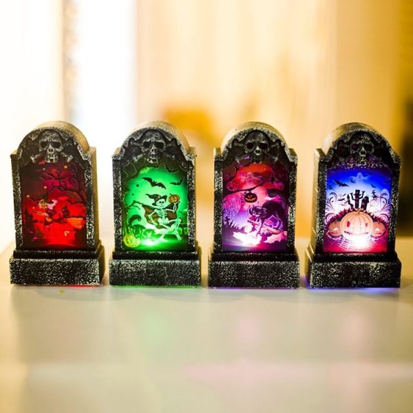 2 PCS Halloween Bar Atmosphere Retro Simulation Tombstone Lights Decorations (Bone) - Image 4