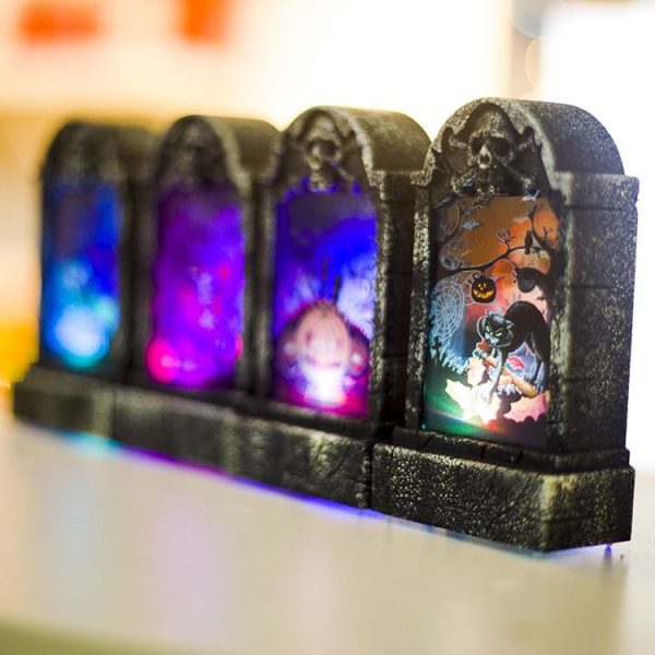 2 PCS Halloween Bar Atmosphere Retro Simulation Tombstone Lights Decorations (Bone) - Image 6