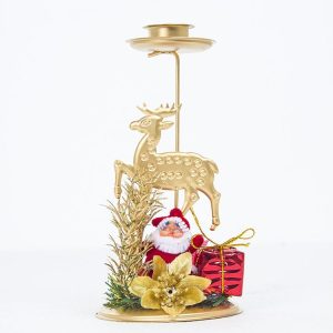 2 PCS Christmas Wrought Iron Candlestick Tabletop Decorations (Elk)