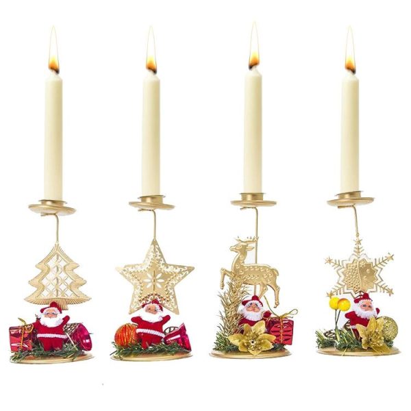 2 PCS Christmas Wrought Iron Candlestick Tabletop Decorations (Elk) - Image 3