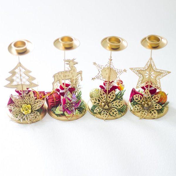 2 PCS Christmas Wrought Iron Candlestick Tabletop Decorations (Elk) - Image 4
