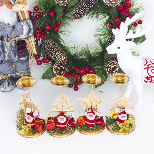 2 PCS Christmas Wrought Iron Candlestick Tabletop Decorations (Elk) - Image 6