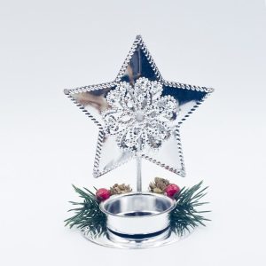 2 PCS Iron Christmas Decoration Candlestick Red Fruit Pine Fruit Mosaic Candlestick Desktop Decoration, Color: Silver (Pentagram)
