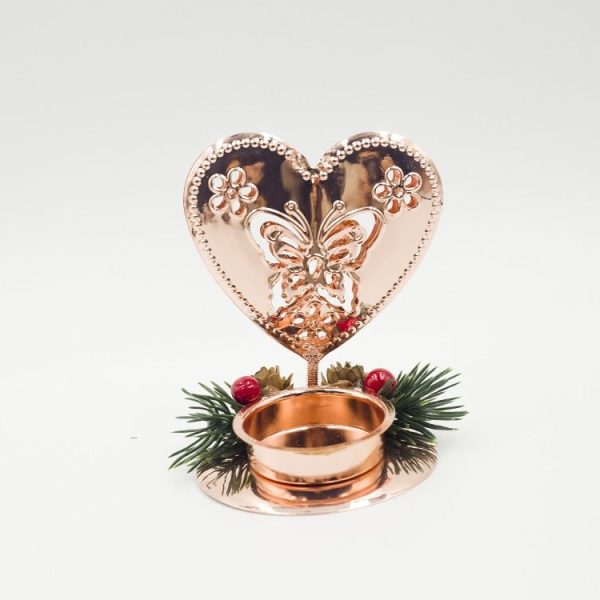 2 PCS Iron Christmas Decoration Candlestick Red Fruit Pine Fruit Mosaic Candlestick Desktop Decoration, Color: Gold (Heart) - Image 2