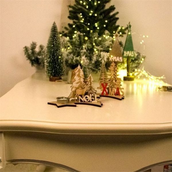 2 PCS Wood Painted Diy Christmas Candlestick Five-Pointed Star Christmas Letters Homemade Set (Elk) - Image 5