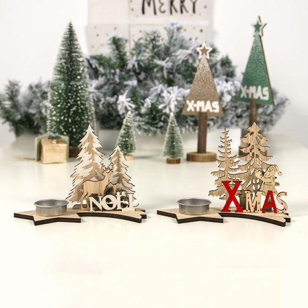 2 PCS Wood Painted Diy Christmas Candlestick Five-Pointed Star Christmas Letters Homemade Set (Elk) - Image 6