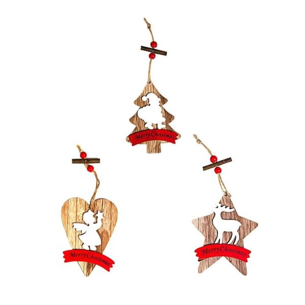 2 PCS Christmas Wooden Small Tag Creative Christmas Tree Decoration Small Pendant (Angel) - Image 2