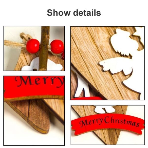 2 PCS Christmas Wooden Small Tag Creative Christmas Tree Decoration Small Pendant (Angel) - Image 3