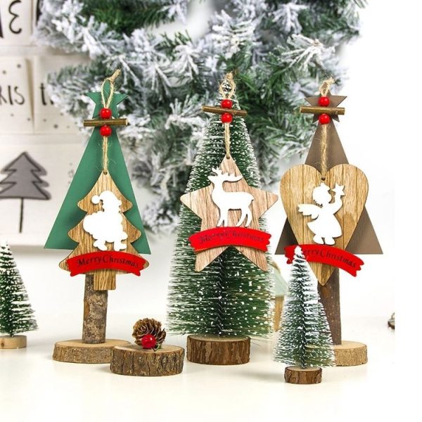 2 PCS Christmas Wooden Small Tag Creative Christmas Tree Decoration Small Pendant (Angel) - Image 4