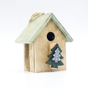2 PCS Christmas Wooden Painted Cabin Pendant Creative Christmas Tree Pendant Clip (Christmas tree)