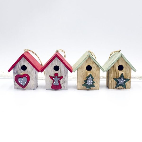2 PCS Christmas Wooden Painted Cabin Pendant Creative Christmas Tree Pendant Clip (Christmas tree) - Image 5
