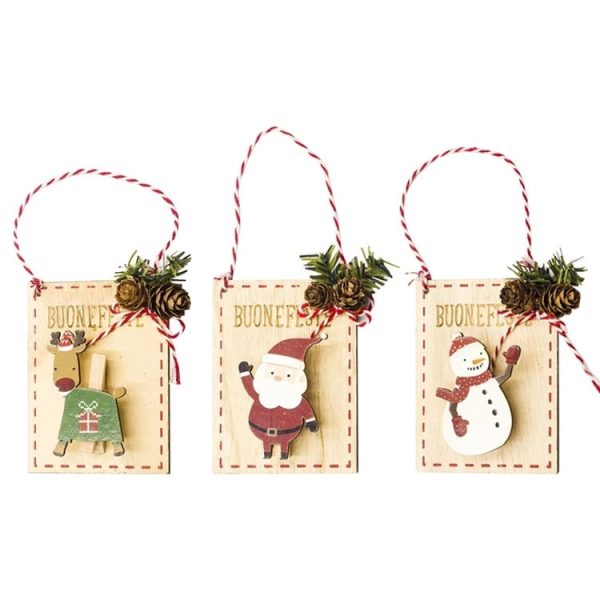 2 PCS Christmas Log Painted Wooden Clip Tag Decoration (Snowman) - Image 2